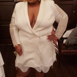 ASOS design curve lace insert cut out tux blazer mini dress